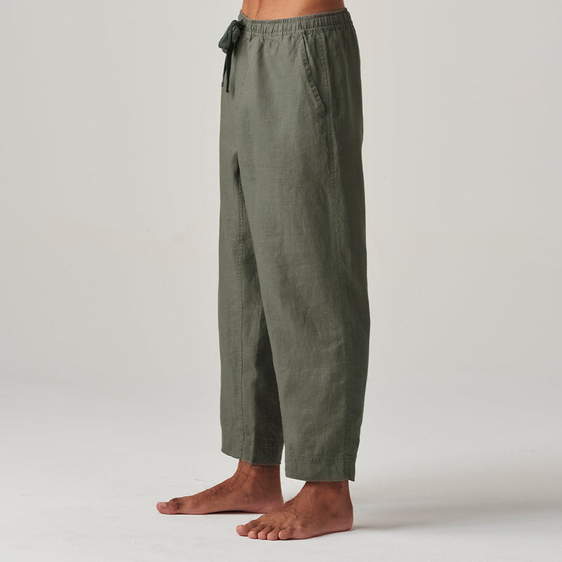 100% Linen Pants in Khaki - Mens