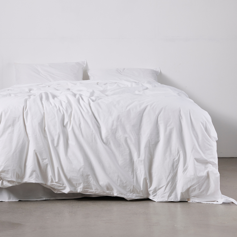 Organic Cotton Percale Duvet Cover in Pure White