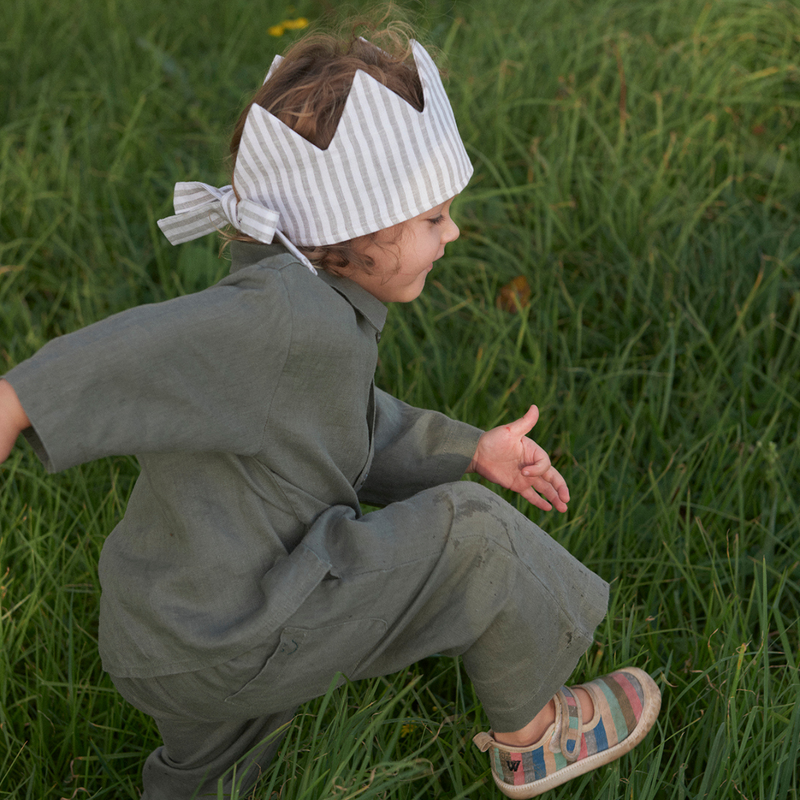 100% Linen Kids Shirt in Khaki