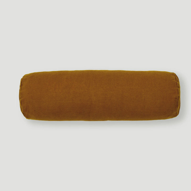 Heavy Linen Bolster Cushion Cover in Caramel