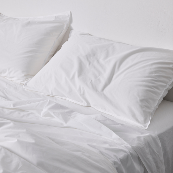 Organic Cotton 300TC Percale Flat Sheet in Pure White