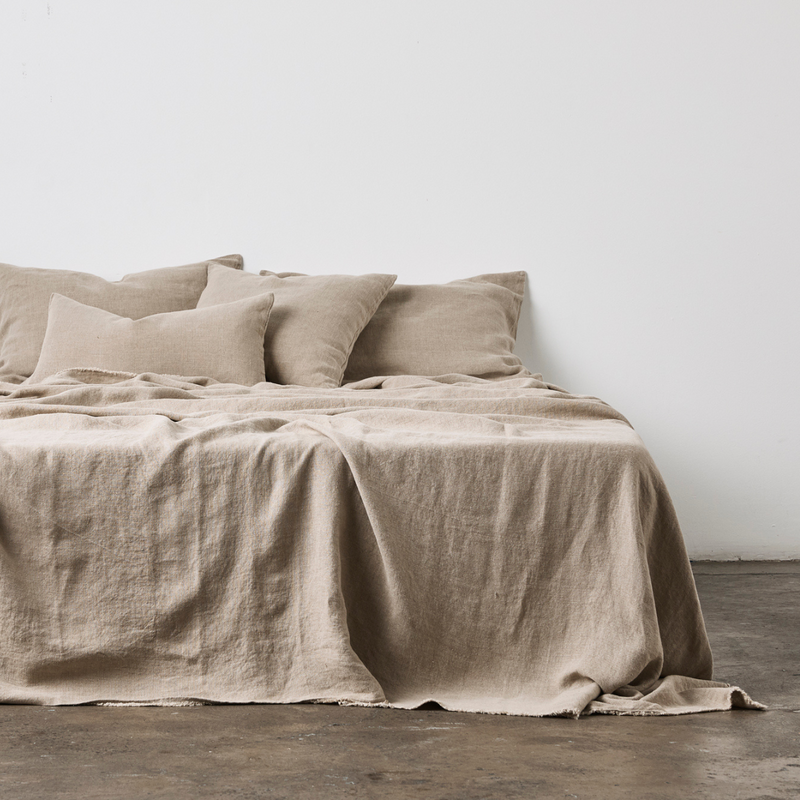 Heavy Linen Bed Cover in Natural