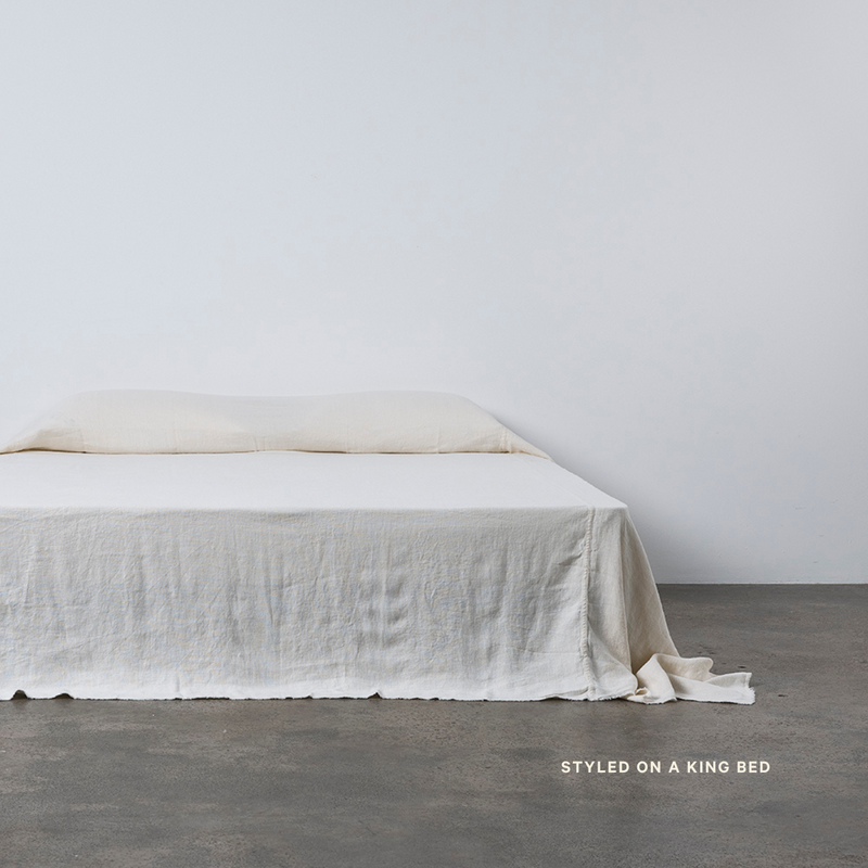 Oversized Heavy Linen Bed Cover in Off White