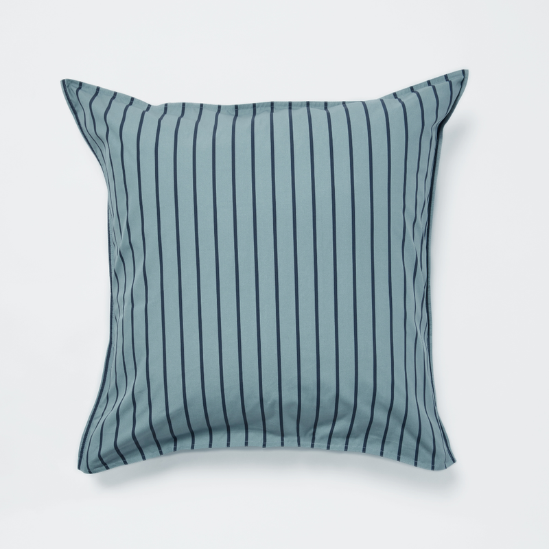 Organic Cotton 300TC Percale Pillowslip set (of two) in Mineral & Navy Stripe