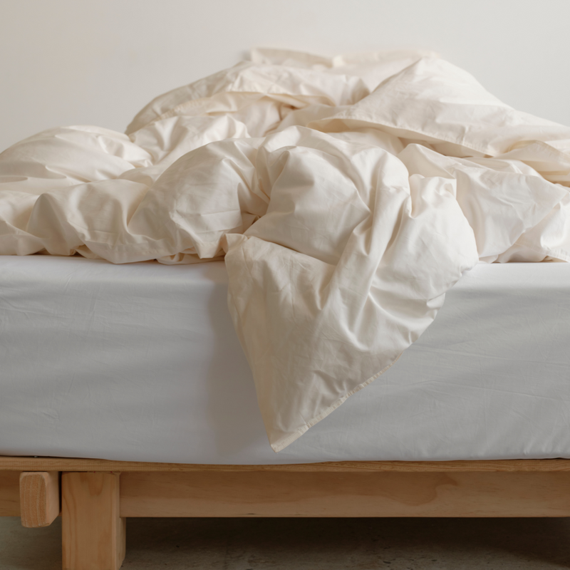 Organic Cotton Percale 300TC Duvet Set in Milk