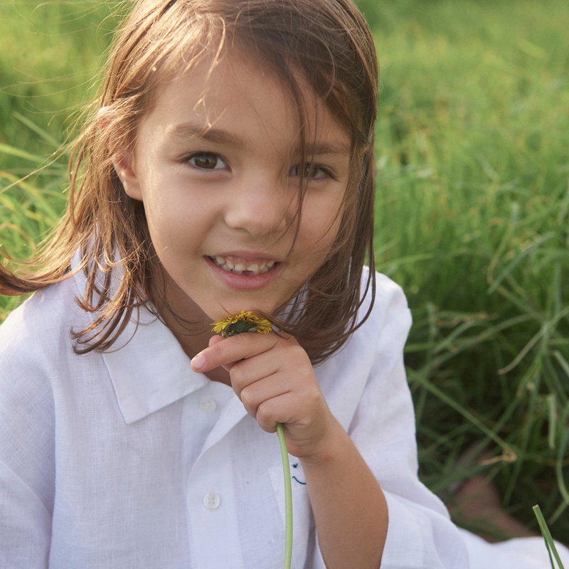 100% Linen Kids Shirt in White