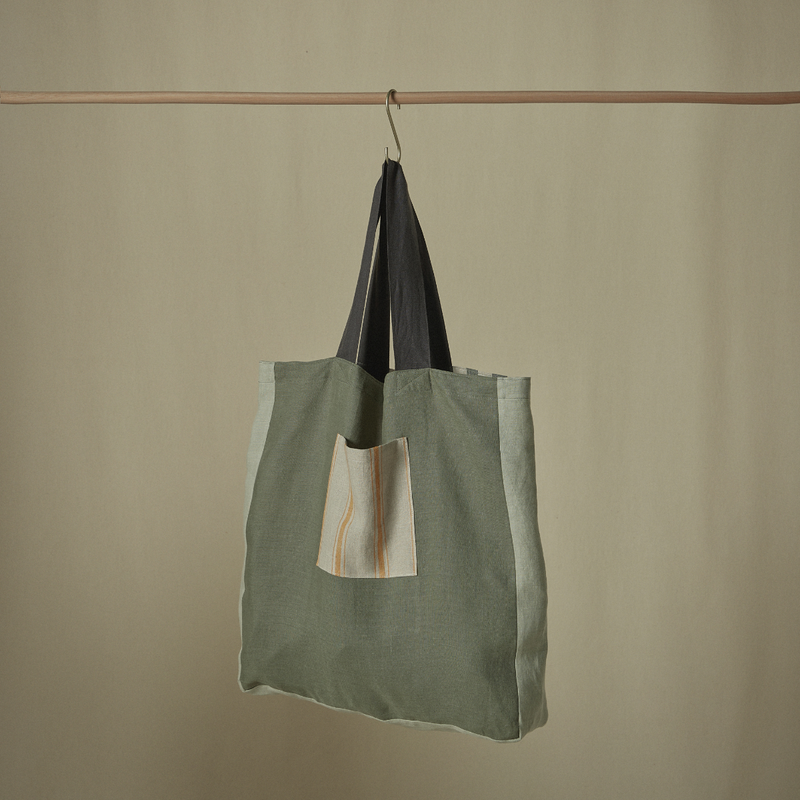 Atelier Patchwork Tote Bag in Khaki & Pine Gingham