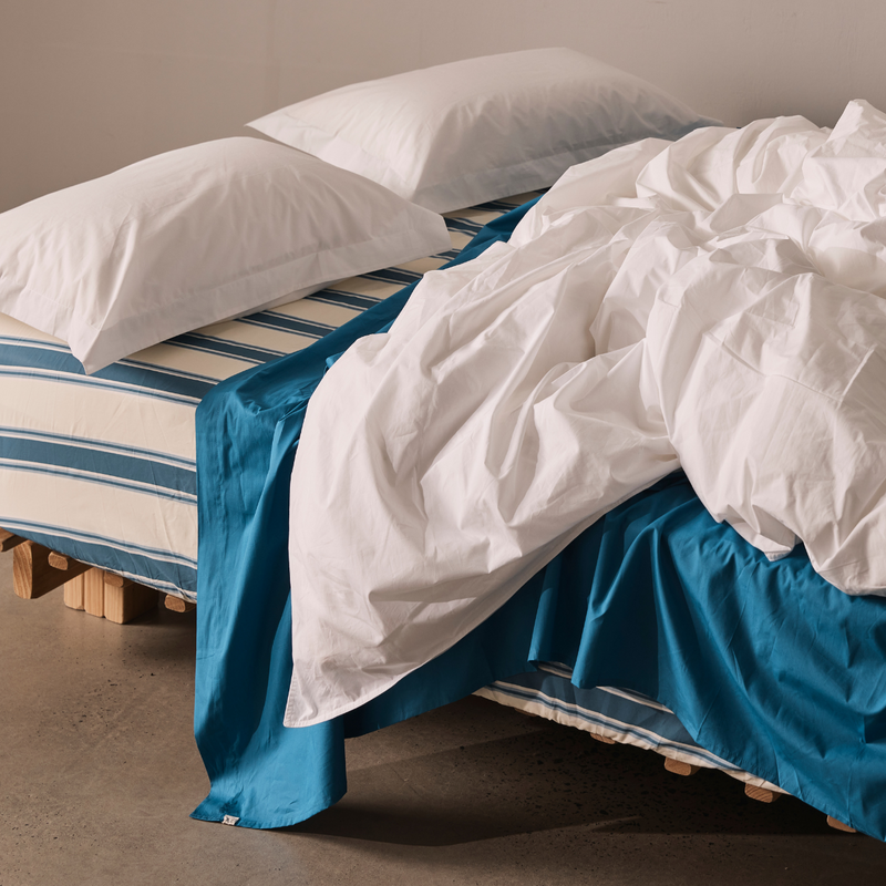 Organic Cotton Percale Flat Sheet in Valla Blue