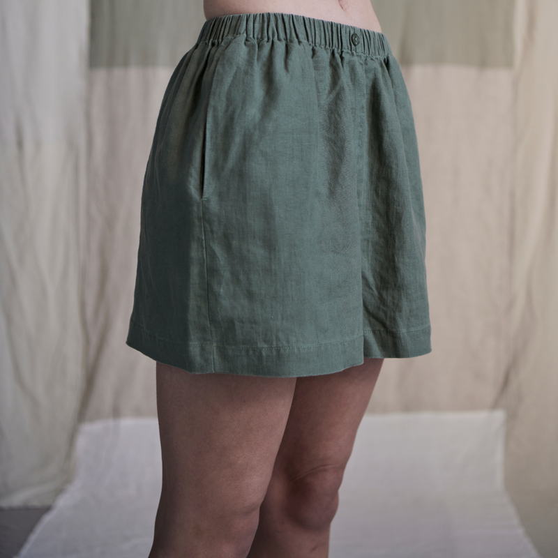 100% Linen Boxer Shorts in Khaki