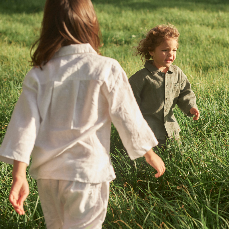 100% Linen Kids Shirt in White