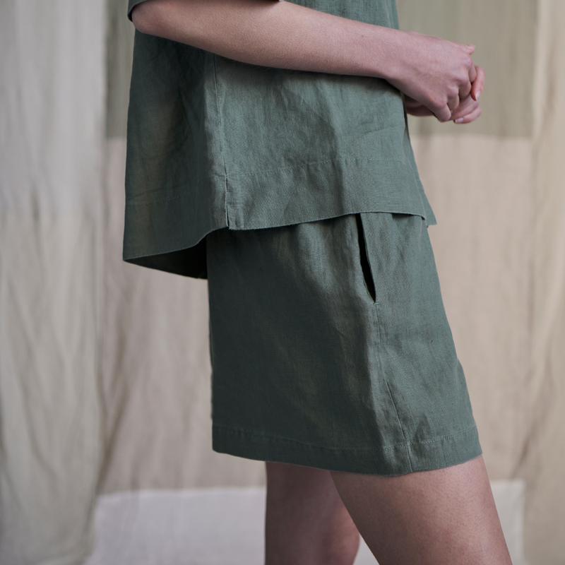 100% Linen Boxer Shorts in Khaki
