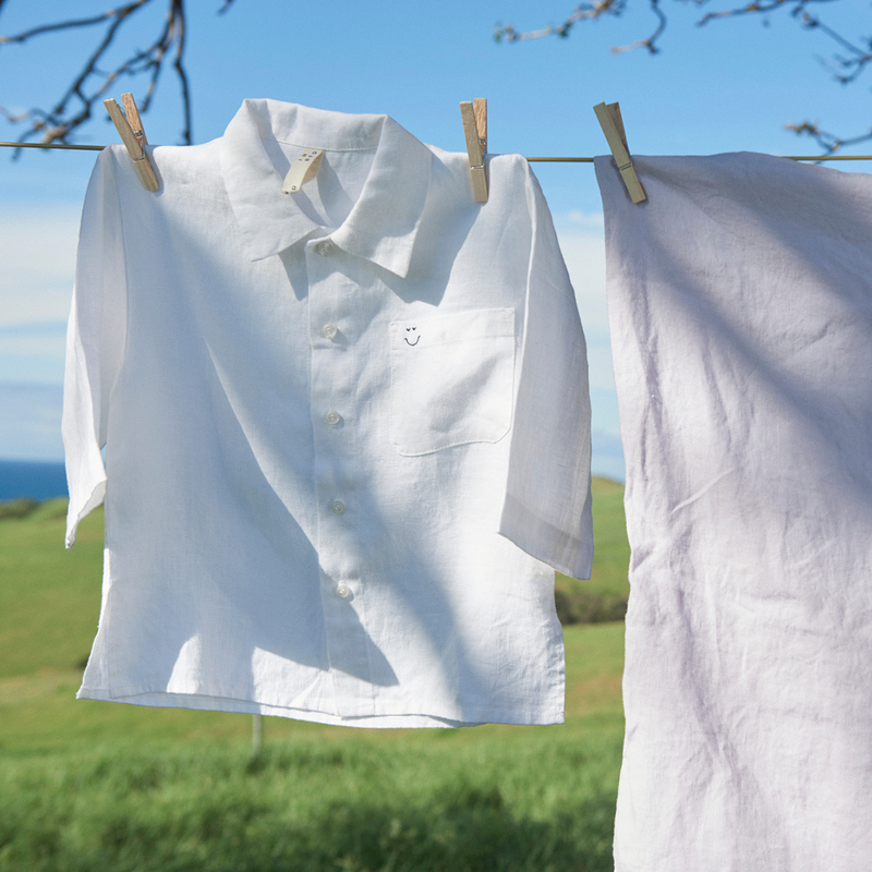 100% Linen Kids Shirt in White