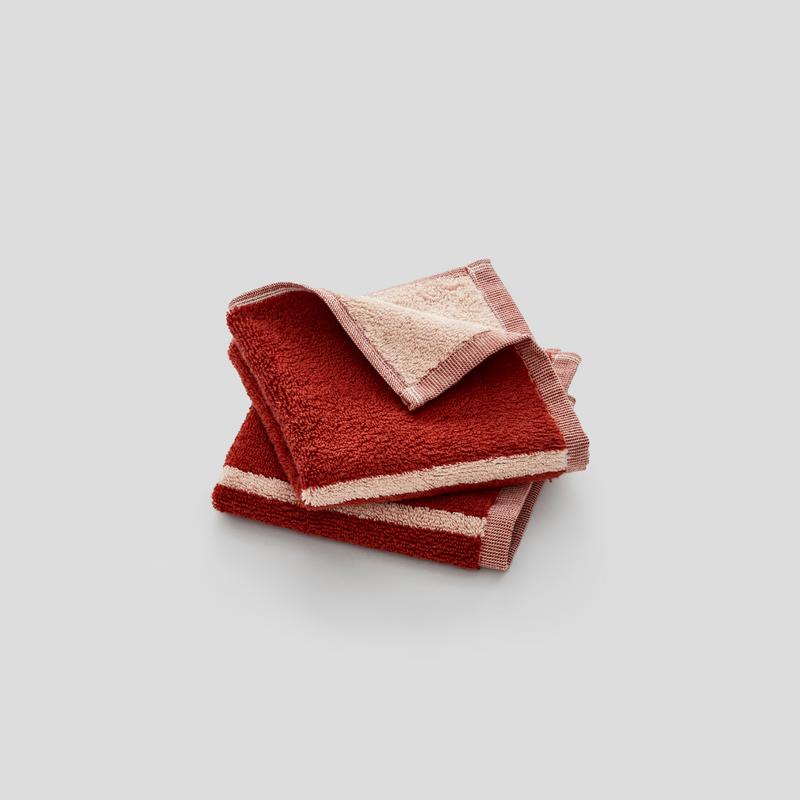 100% Organic Cotton Hand Towel in Oxblood & Peach