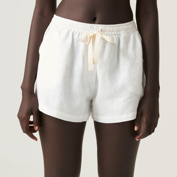 100% Linen Shorts in White