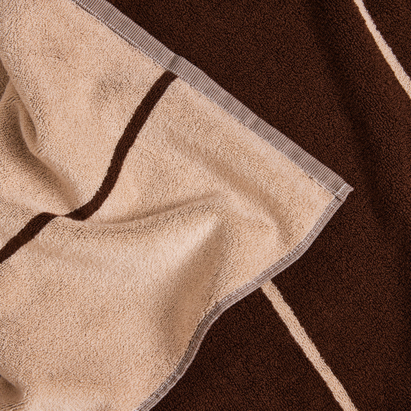 100% Organic Cotton Bath Sheet in Cocoa & Ivory Stripe
