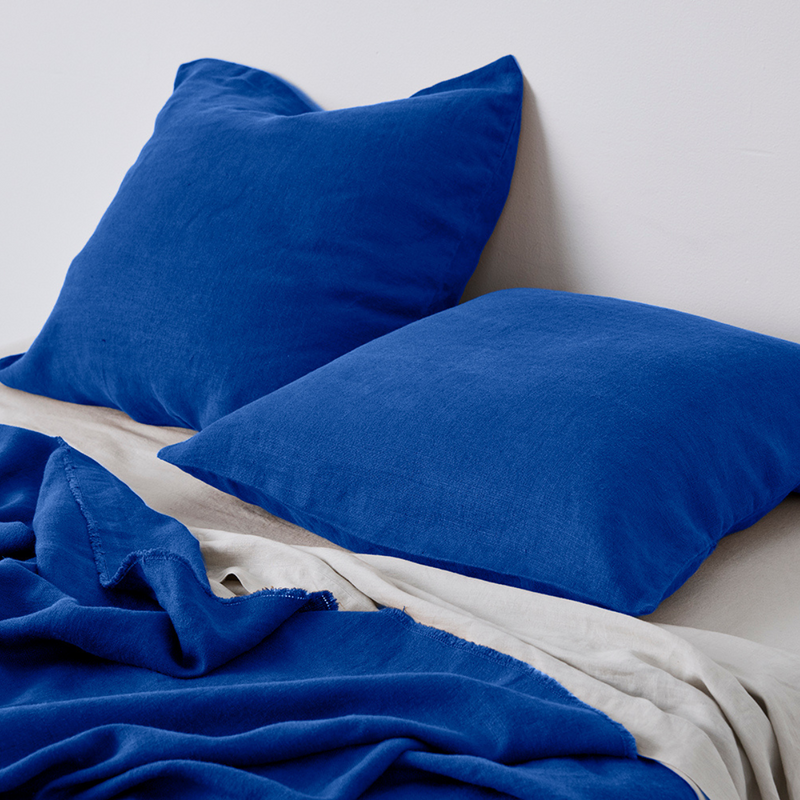100% Linen Pillowslip Set (of two) in Cobalt