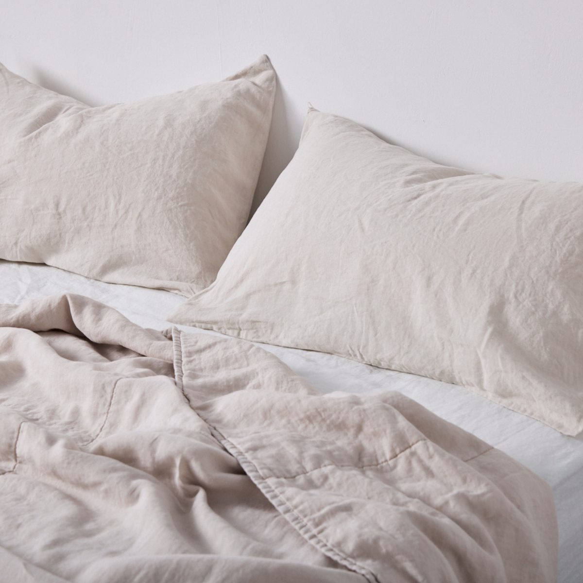100% Linen Quilted Bed Cover in Dove Grey | IN BED USA