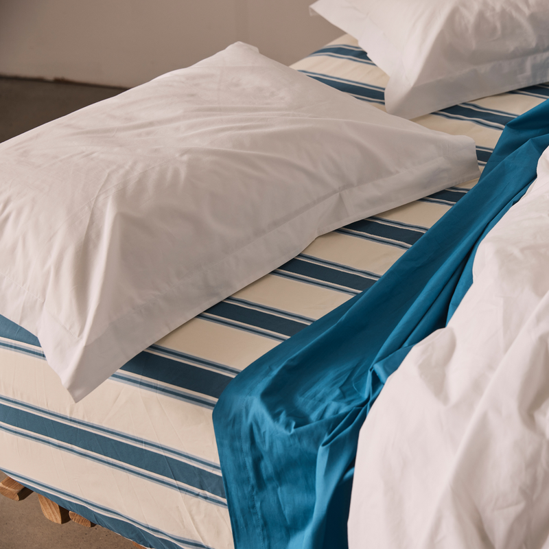 Organic Cotton Percale Flat Sheet in Valla Blue