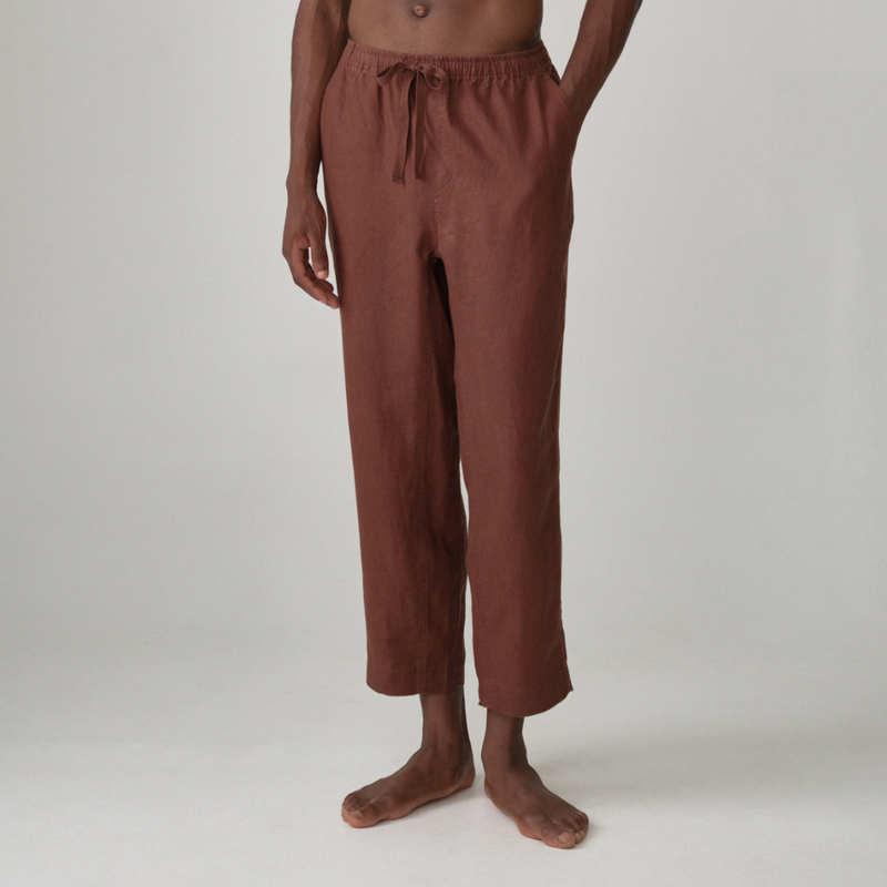 100% Linen Pants in Cocoa - Mens