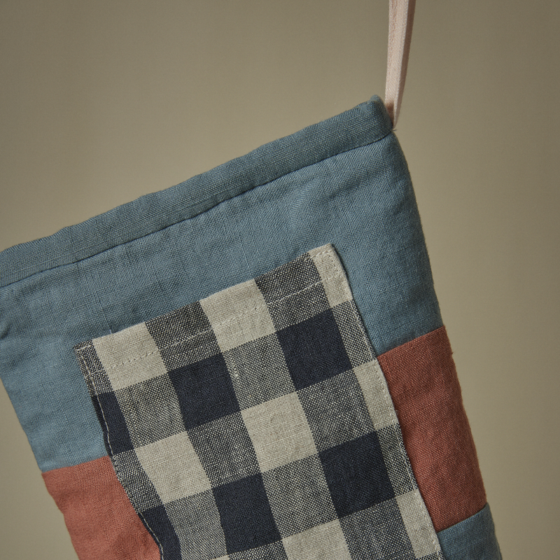 Atelier Christmas Stocking in Hazel, Lake & Navy Gingham