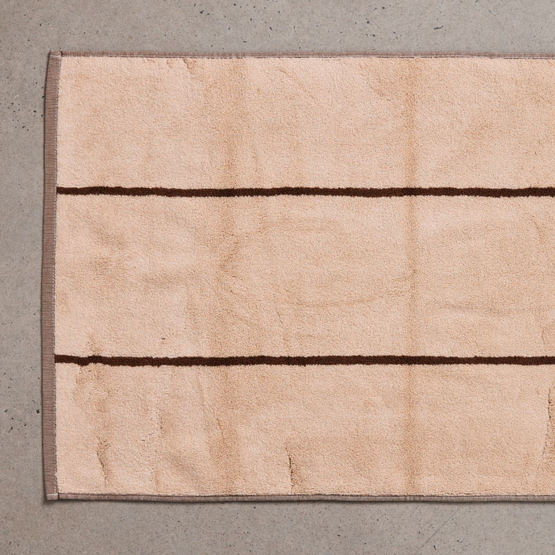 100% Organic Cotton Bath Mat in Cocoa & Ivory Stripe