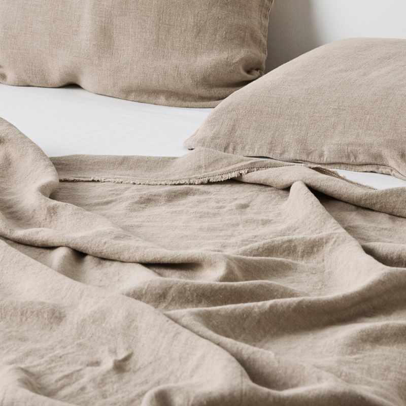 Oversized Heavy Linen Bed Cover in Natural