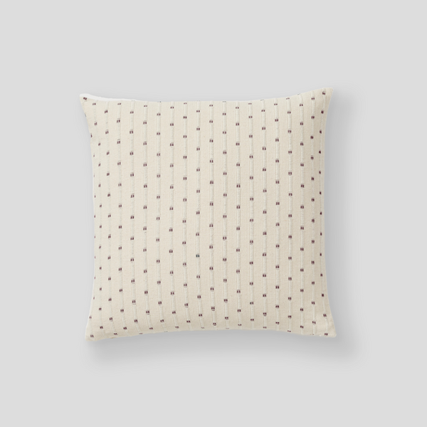 100% Organic Textured Cotton Square Cushion Cover in Off White with Umber