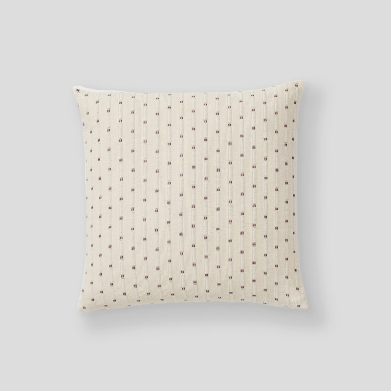 100% Organic Textured Cotton Square Cushion Cover in Off White with Umber