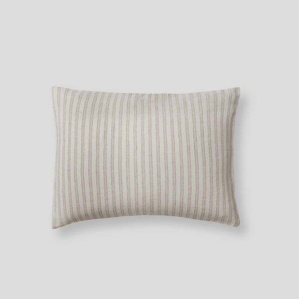 100% Linen Pillowslip Set (of two) in Brown & Tan Stripe