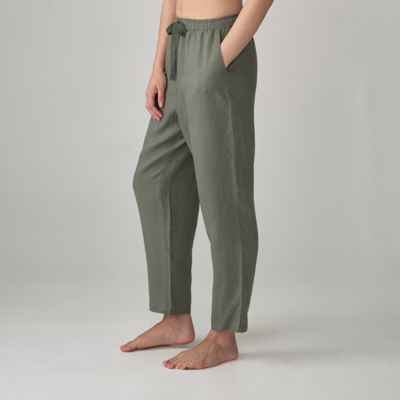 100% Linen Pants in Khaki