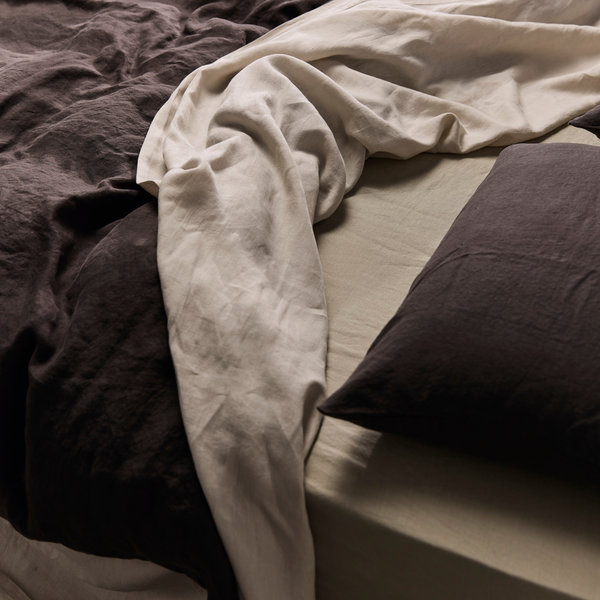 100% Linen Mixed Bedding Set - Kohl & Dove Grey
