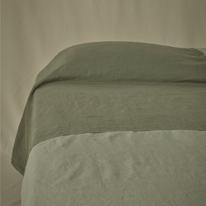 Atelier Patchwork Bedcover in Khaki & Stone