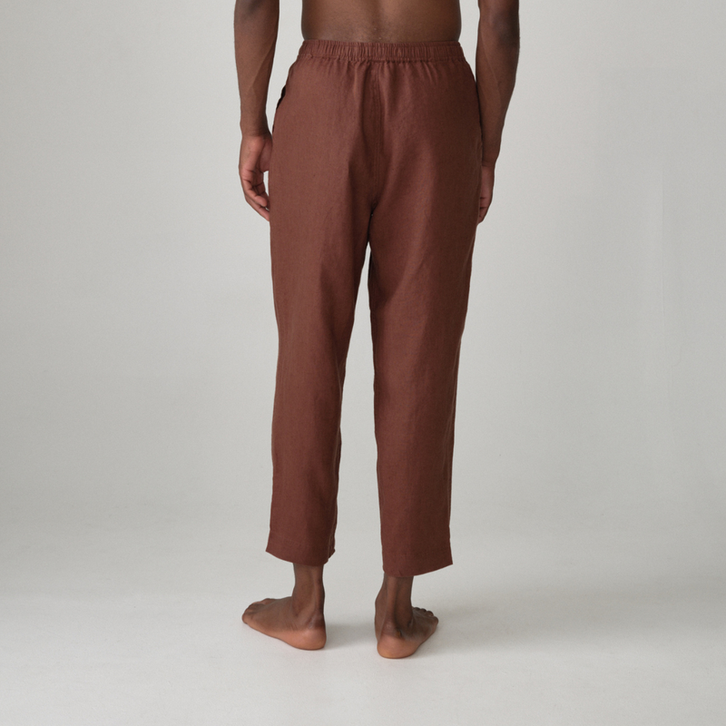 100% Linen Pants in Cocoa - Mens