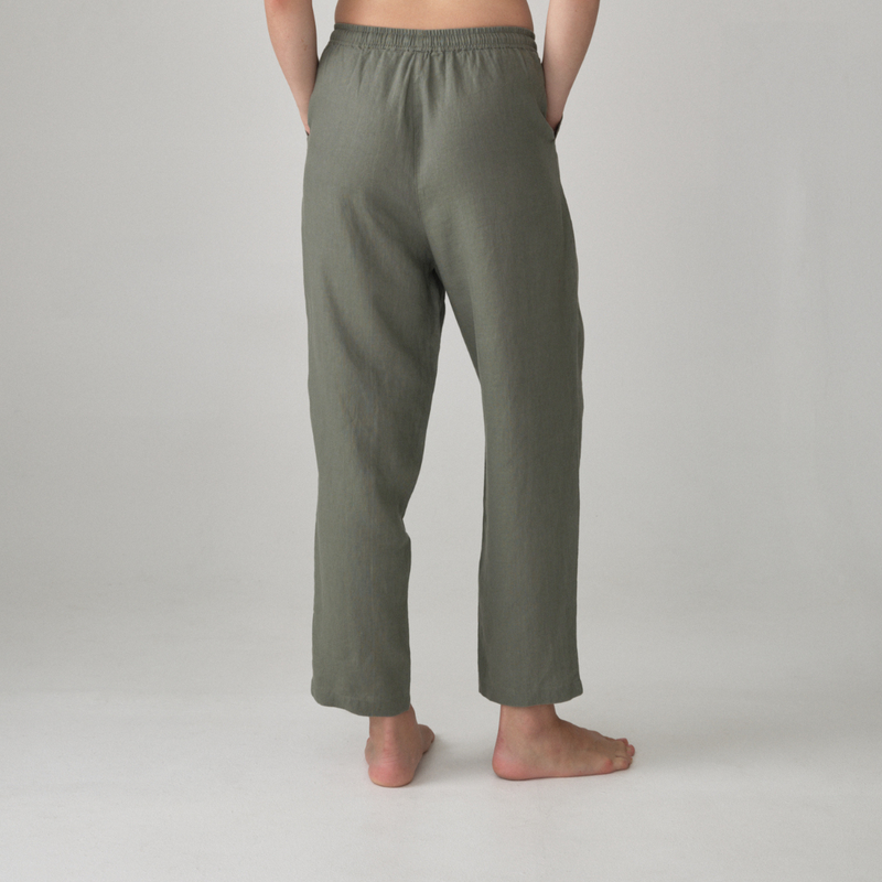 100% Linen Pants in Khaki