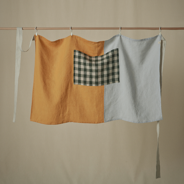Atelier Patchwork Apron in Mustard, Mist & Pine Gingham