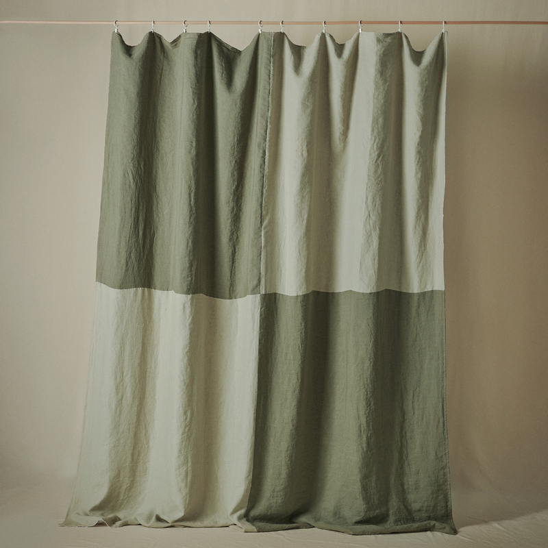 Atelier Patchwork Bedcover in Khaki & Stone