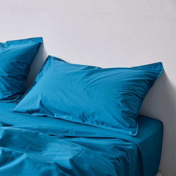 Organic Cotton 300TC Percale Pillowslip set (of two) in Valla Blue