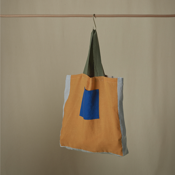 Atelier Patchwork Tote Bag in Marigold & Pine Stripe