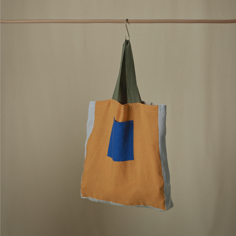 Atelier Patchwork Tote Bag in Marigold & Pine Stripe