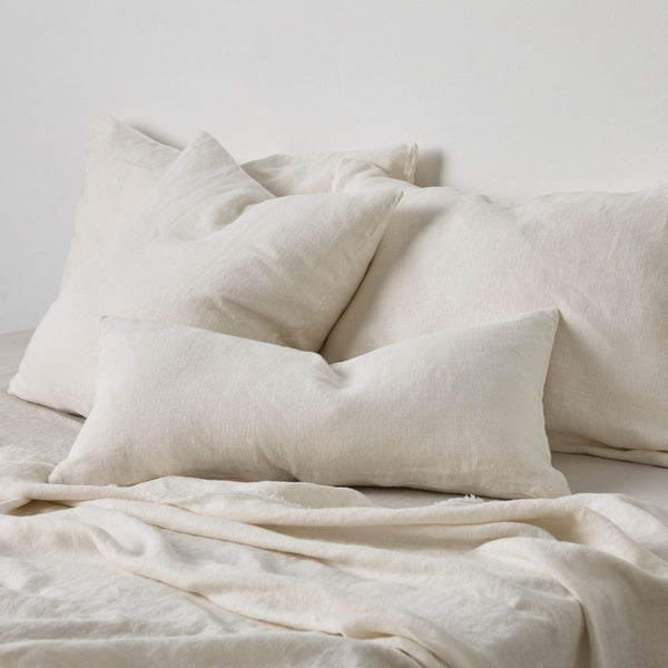 Heavy Linen Square Cushion in White