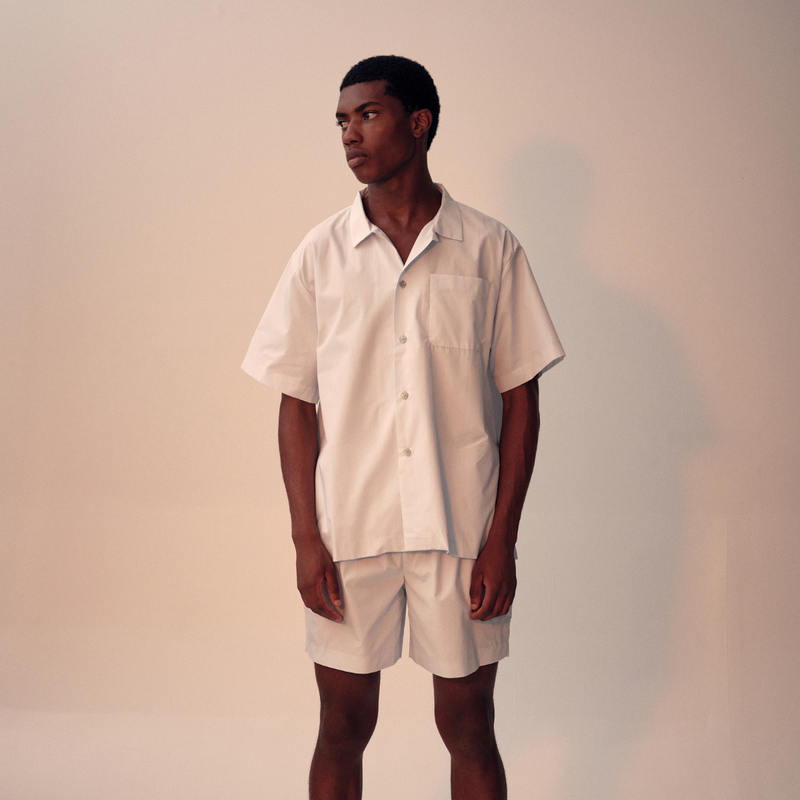 100% Organic Cotton Short Sleeve Shirt in Powder Blue - Mens