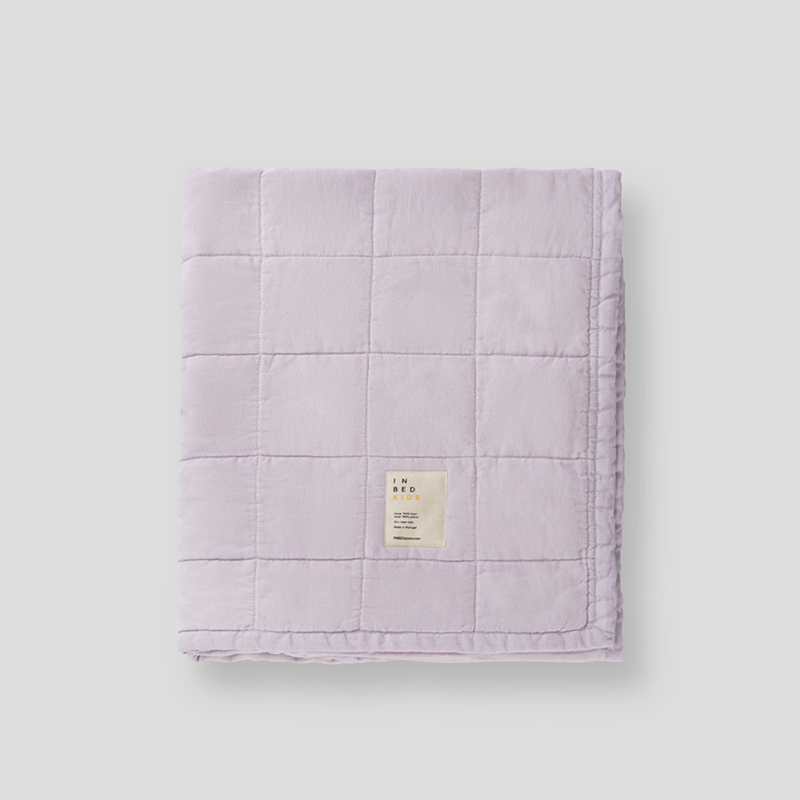 100% Linen Two Tone Quilted Bed Cover in Lilac & Mist