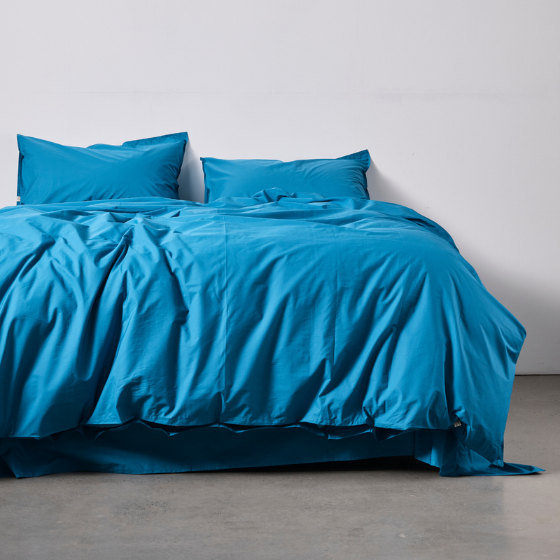 Organic Cotton Percale Pillowslip set (of two) in Valla Blue