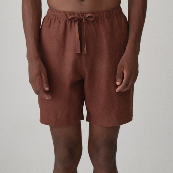 100% Linen Shorts in Cocoa - Mens