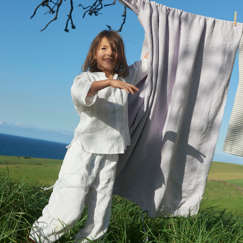 100% Linen Kids Pant in White