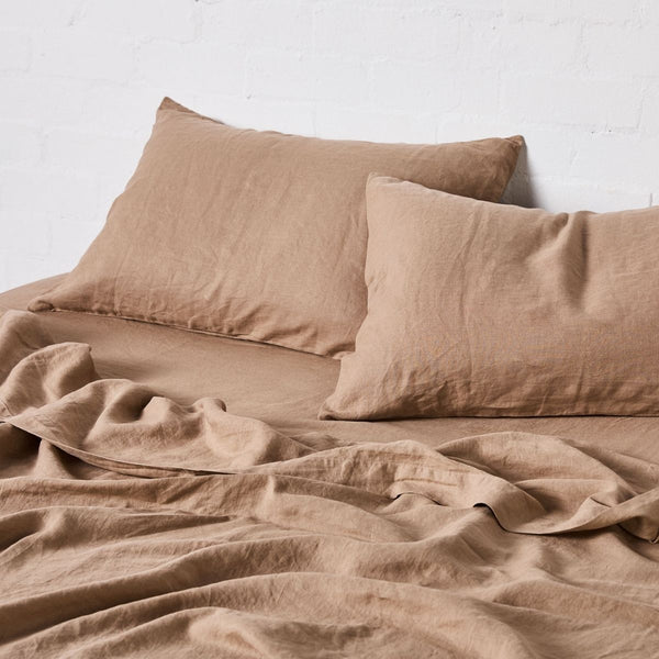 100% Linen Pillowslip Set (of two) in Chestnut