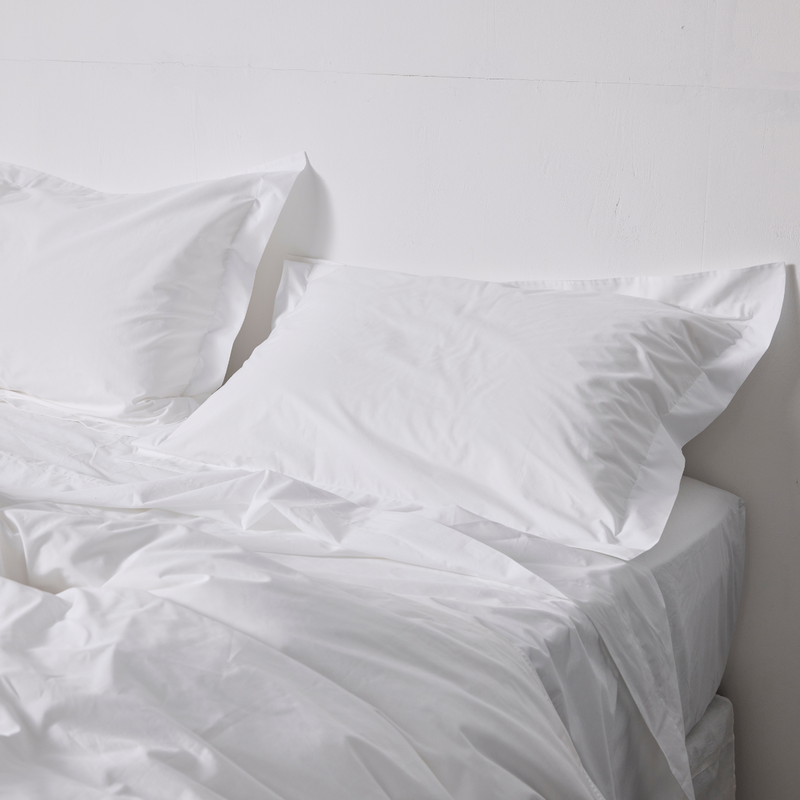 Organic Cotton Percale Sham Pillowslip set (of two) in Pure White