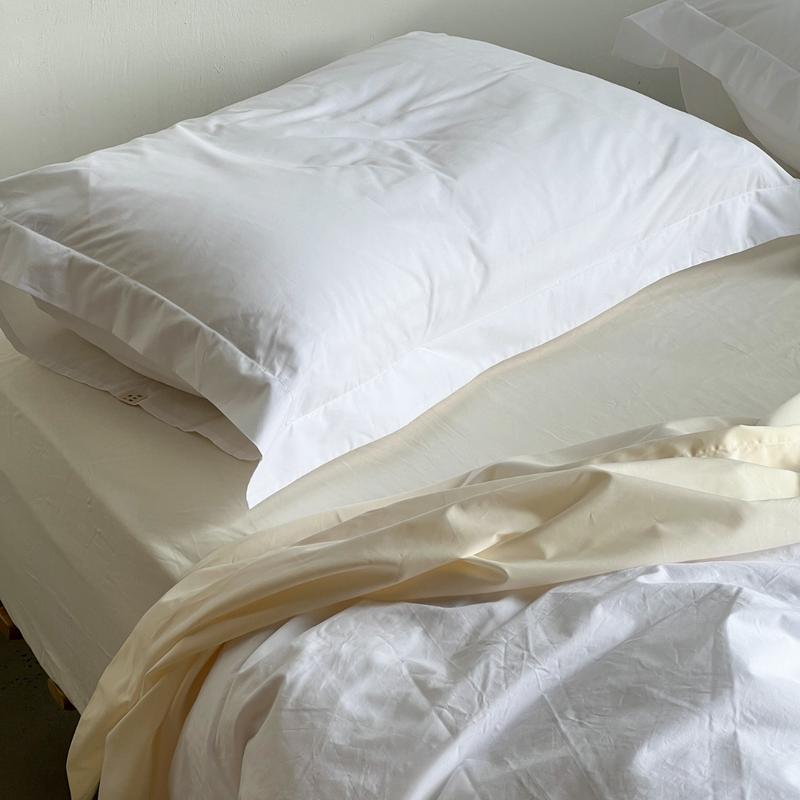 Organic Cotton Percale Sham Pillowslip set (of two) in Pure White