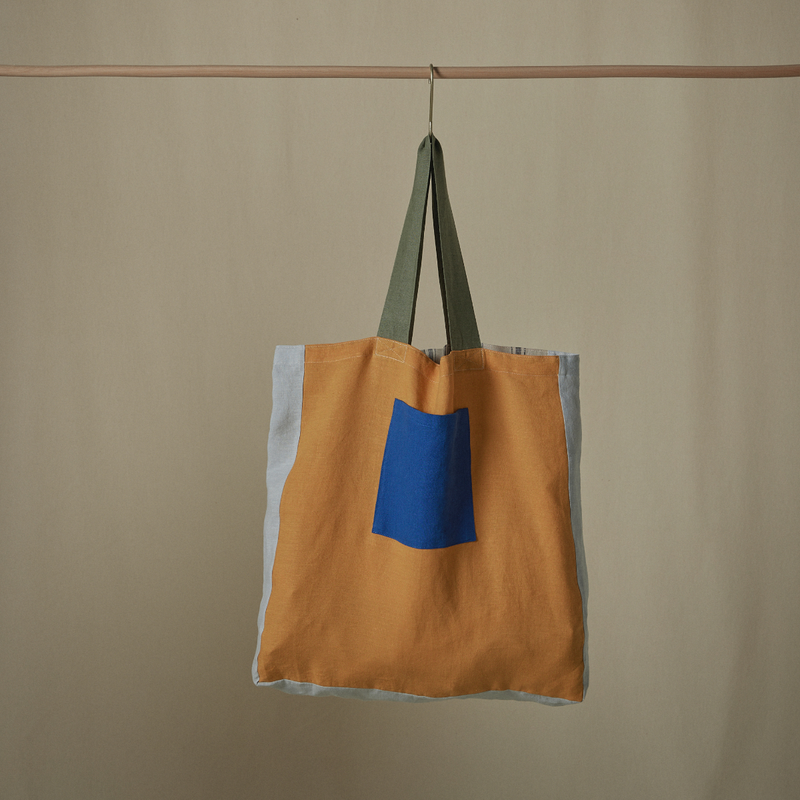 Atelier Patchwork Tote Bag in Marigold & Pine Stripe