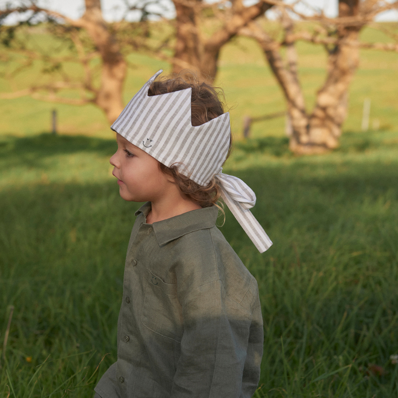 100% Linen Kids Shirt in Khaki